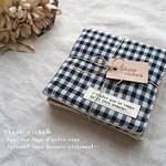【再販②】リネンのハンカチ2枚セット《check black》