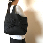 ビッグリボンバッグ  ☆  ブラック帆布   たっぷり大きめサイズ