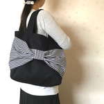【特集掲載】ビッグリボンバッグ  ☆  ダークネイビー   たっぷり大きめサイズ