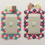 seinatouch アイロンビーズ♪うさぎと花のスイッチカバー♪2個セット♪