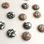 カボションアソート＊モザイク柄ホワイト＆ブラウン＊14mm＊12個セット