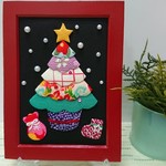 和のクリスマス🎄  ちりめん押し絵 赤いフレーム