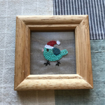 ＊小鳥のサンタ刺繍のミニ額＊