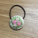 再販なし！刺繍ヘアゴム ピンク薔薇×ピンク