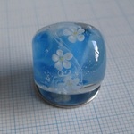 とんぼ玉　シンプル花玉（青）