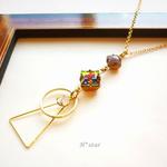 vintage glass使用＊*ロングネックレス。