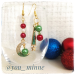 ガラスパールクリスマスピアス/ノンホールピアス
