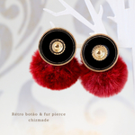 Antique botão × fur 〜  ボルドーレッド♡クリスマス♡冬♡ピアスor樹脂ピアス
