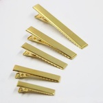 【10個】40mm×7mm ワニ口 ヘアクリップ ヘアピン　ダッカールクリップ 【ゴールド色】