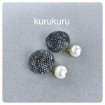 秋冬に！起毛素材のくるみボタンピアス【樹脂ピアス・イヤリング可】
