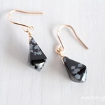 14kgf スノーフレークオブシディアン 天然石ピアス/イヤリング