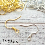 100個→140個　デザインピアスフック金具　ゴールド＆ホワイトシルバー