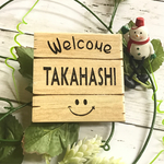 表札☆木目調ウッドサイン風ニコちゃんミニ☆