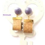 レザー&ホワイトパープル イヤリングorピアス