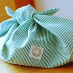 あずま袋お弁当袋(cottonきみどりストライプ)