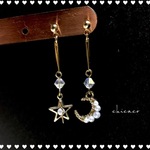 SWAROVSKI🌙ムーン⭐️スター ピアス／イヤリング gold