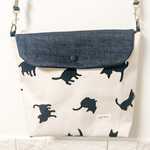 斜めがけ帆布ショルダーバッグ(デニム&ねこ帆布)