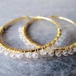 ice crystals drop big hoop チタンフープピアス or イヤリング