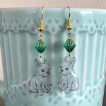 ピアス フレンチブルドッグ おすわり グリーン