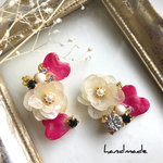 送料無料 ハートと紫陽花のイヤーカーフ♡ピアス