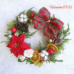 再販♡コットンフラワーとポインセチアのクリスマスリース