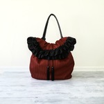 ショルダー フリル巾着 フェイクレザー