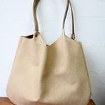 くたくた本革(レザー)トートバッグL：ベージュ