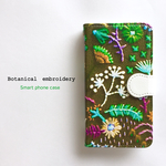 再販36♡【iPhone/Android】ボタニカル 刺繍 ブラウン スマホケース  手帳型