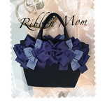 華やか♡片面　リボンマムバック  紺 キャンパス 帆布 トートバック トートバッグ　#リボンバッグ　#トートバッグ　#リボントートバッグ　#キャンパストートバッグ　#サブバッグ　#ランチバッグ