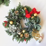 🎄赤いリボンのクリスマスリース 実付きアイビー&ヒムロスギ