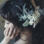 // アンティークかすみ草とあじさい・スターチスのヘッドドレス // おしゃれ結婚式のウェディング髪飾り