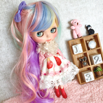 ブライス　リカちゃん  いちごホイップワンピース　ファーショール   