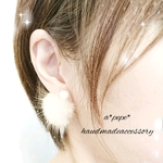 シンプル☆コットンパール×ミルクティー☆ファーキャッチピアス