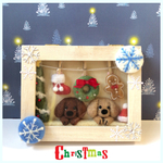 クリスマスの夜  ダックス  ☆レッド クリーム☆羊毛フェルト