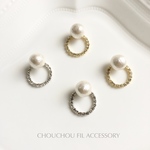 pearl&back crystal hoop earring