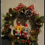 ＊Xmas　２匹のねこちゃんリース　壁掛け＊