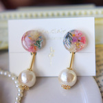 【再販オーダー品】ミルキーカラーのボタニカル・イヤリング