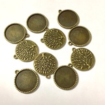 (JA0501-10個) ミール皿チャームパーツ 32mm - 金古美