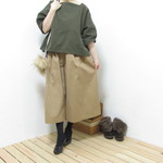難あり*1284 コットン ギャザーワイドパンツ　ベージュ　裏起毛