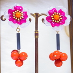 【3色】華やかレトロのお花イヤリング