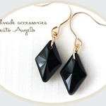 +angelo+K14GF スワロフスキー 6320のピアス(p-005)ジェット