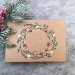 受注生産【011】紙刺繍のクリスマスカード  リース・クラフトC