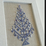 クリスマスツリーの刺繍フレーム(ブルーグレー)