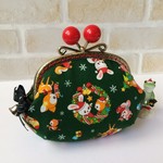 はいから横町のChristmas*12.5cmがま口ポーチ*緑