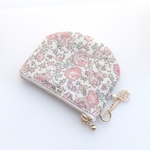 【試作品　その①】LIBERTY　Felicite　フェリシテ　あずきミルク　ビニコの中布・仕切りポケット付き　miniまるポーチ◆　コインケース・小物入れに♪ 