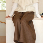 あったか裏起毛の【ワイドな】ワイドパンツ　こげ茶色のデニム