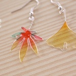 もみじ 紅葉 イチョウ 銀杏 ～秋から冬へ～ ピアス（イヤリング）スケルトン