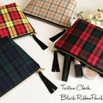 Tartan Check Black Ribbon Pouch＊再販
