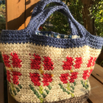 お花畑の麻ひもバッグ