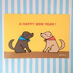 年賀状セット　2匹の犬　6枚入り